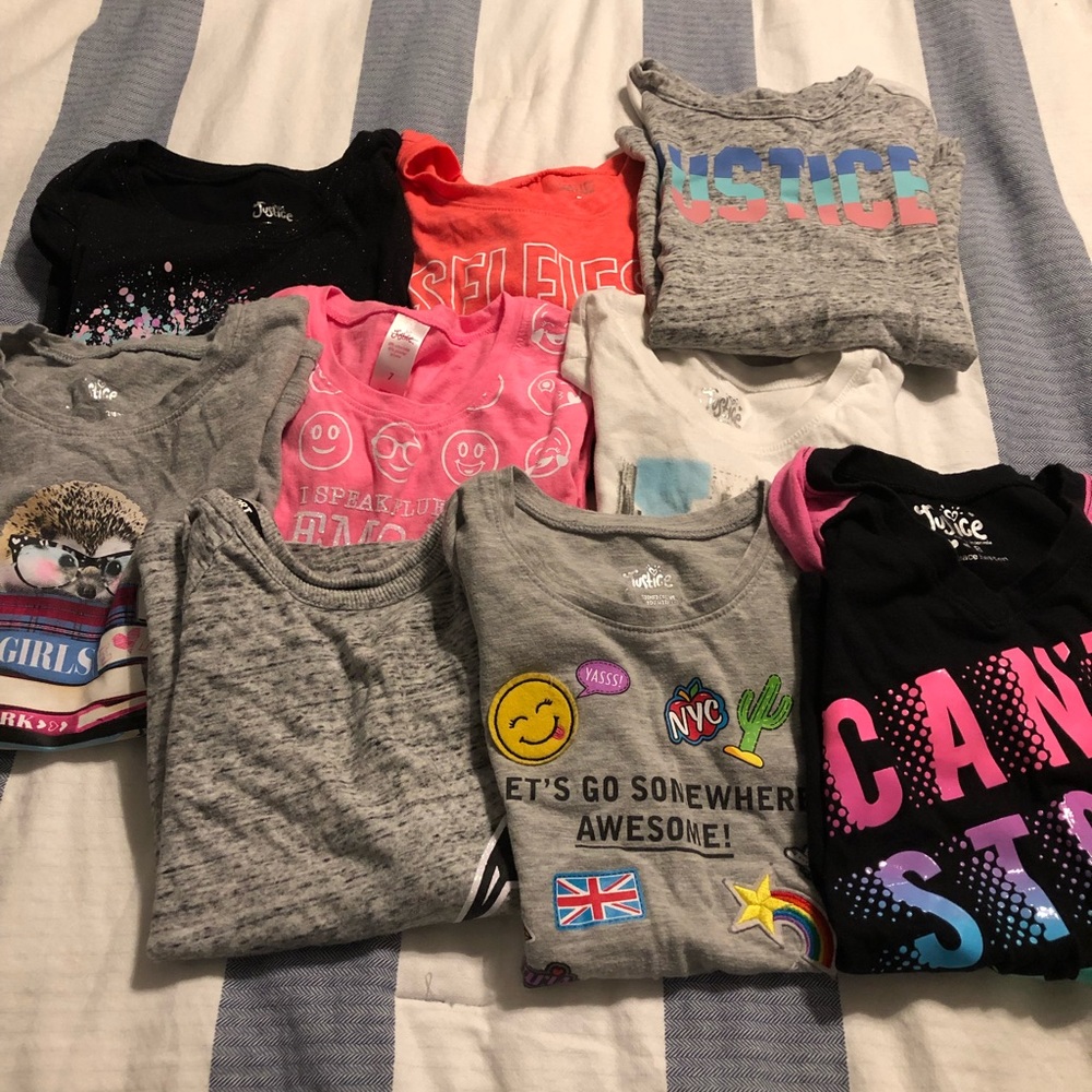 Lot of 9 Justice Shirts